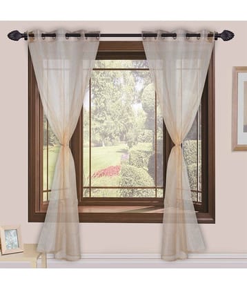 Homefab India Stripes Transparent Eyelet Long Door Curtain 9ft (Pack of 2) - Beige
