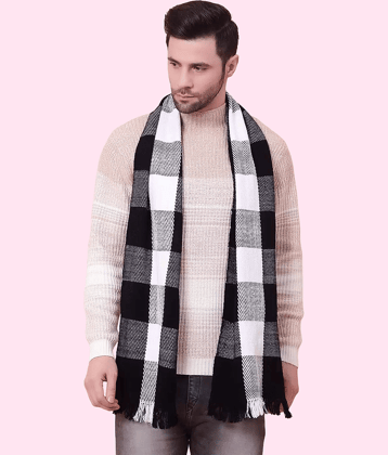 Paryag Black Woolen Men's Scarves ( Pack of 1 )