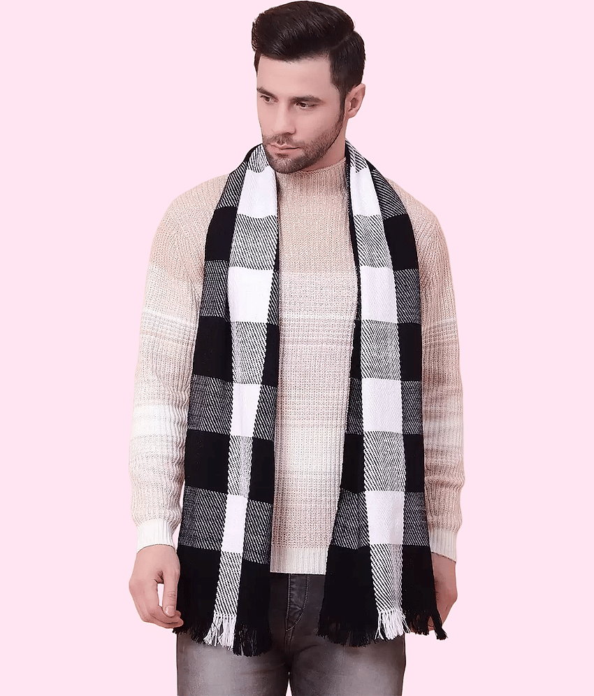 Paryag Black Woolen Men's Scarves ( Pack of 1 )
