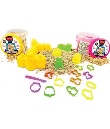 2 Sand Bucket 500 gms| Sand Clay With Shapes|Kids playing Sand|Kinetic Sand With Moulds|Sand For Kids|Sand toy| Perfect Creative products for Kids Boys Girls|Combo Pack Contains 2 Sand Bucket with 10 Sand toys each + 1 ROLLER & Cutter
