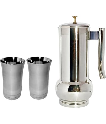 A & H ENTERPRISES Water Jug with Lid Stainless Steel Jug and Glass Combo 1800 mL