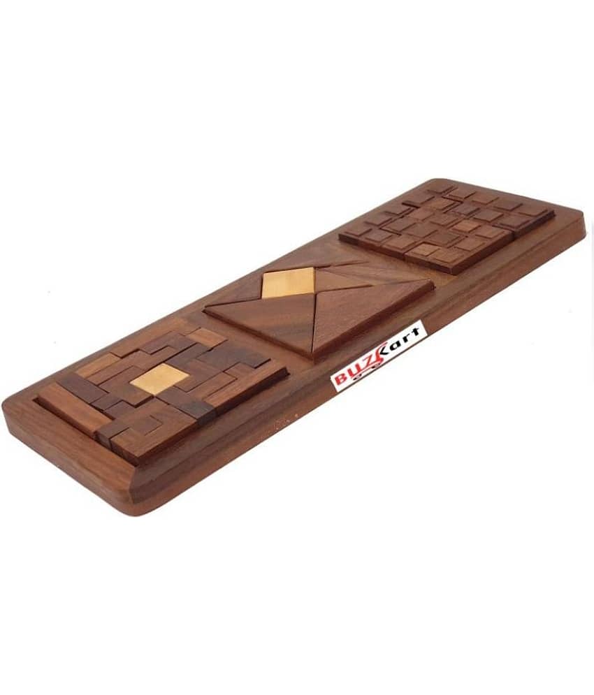 BuzyKart® 3 in 1 Wooden Blocks Jigsaw Plate Puzzles for Kids Gifts for Boys and Girls