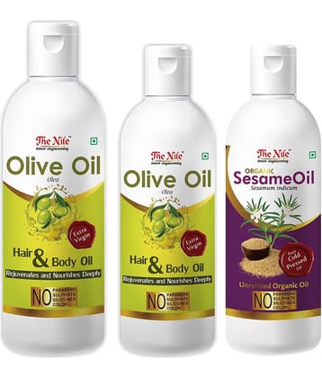 The Nile Olive Oil 150 ML + 100 ML(250Ml) + Sesame Oil 100 ML 350 mL Pack of 3