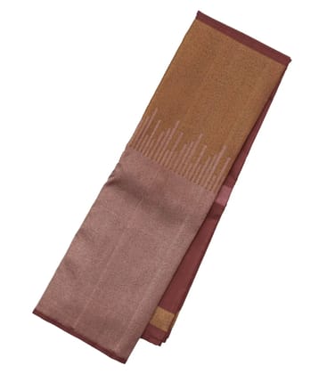 Chestnut Pink Handloom Kanchipuram Silk Saree With Square Buttas-Chestnut Pink