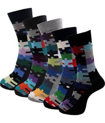 RC. ROYAL CLASS - Cotton Men's Printed Multicolor Full Length Socks ( Pack of 5 )