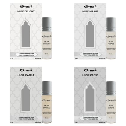OSSA MUSK DELIGHT, MIRAGE, SERENE & SPARKLE CONCENTRATED PERFUME (PACK OF 4)