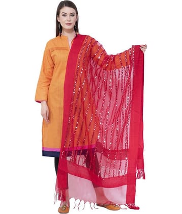 A R Silk Red Organza Mirror Work Dupatta