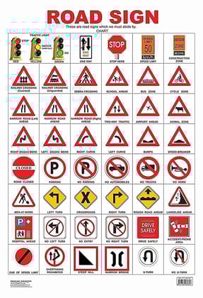 Road Sign Educational Wall Chart For Kids - Both Side Hard Laminated (Size 48 x 73 cm) [Paperback] Dreamland Publications