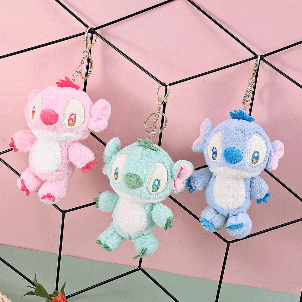Adorable Stitch Design Plush Keychain for Kids-Green