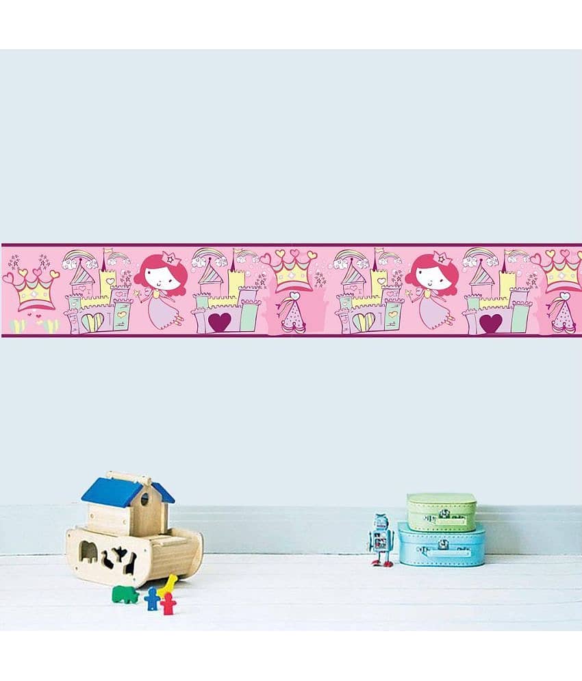 Decor Villa Drawing PVC Multicolour Border Sticker - Pack of 1