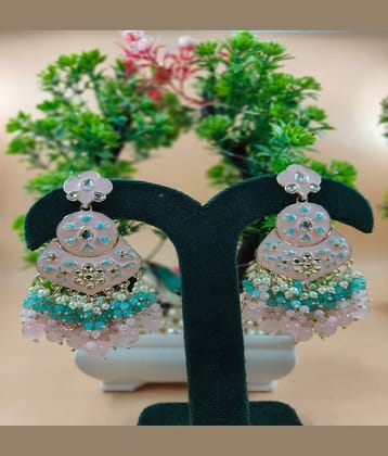 Jiyanshi fashion Light Pink Chandbalis Earrings ( Pack of 1 )
