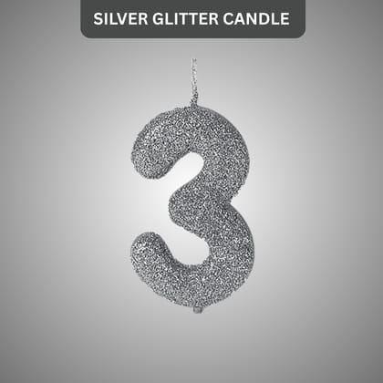 No. 3 Glitter Silver Candle - 1PC