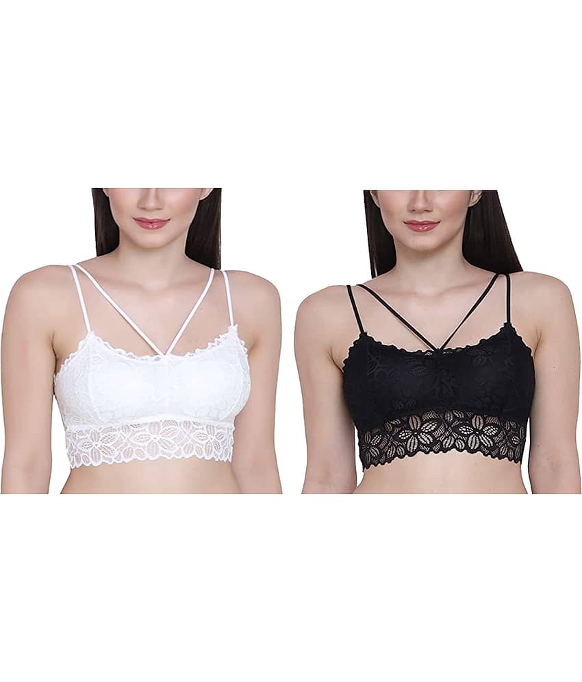 Kamini Pack of 2 Lace Lightly Padded Bralette Bra For Women ( Multicolor11 )
