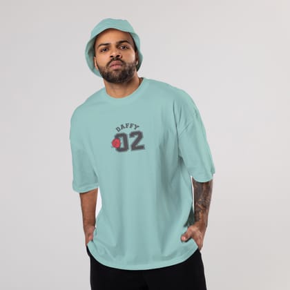 Colorful DAFFY Oversized T-Shirts: Sky Blue: Serene Blue Bliss-S / Cotton / Sky Blue