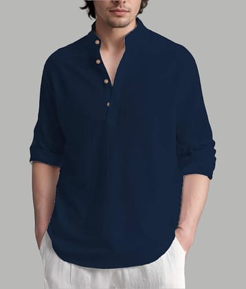 TrendiVastra Light Green Cotton Blend Men's Shirt Style Kurta ( Pack of 1 )