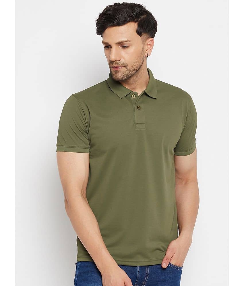 98 Degree North Pack of 1 Polyester Regular Fit Solid Half Sleeves Men's Polo T Shirt ( Olive Green )