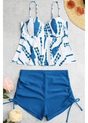Printed Blue Tankini Blue S