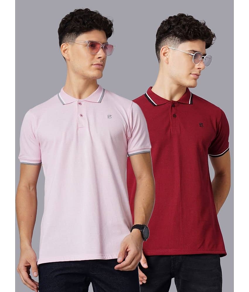 Paul Street Pack of 2 Cotton Slim Fit Solid Half Sleeves Men's Polo T Shirt ( Multicolor )