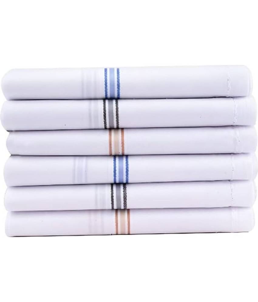 THRIFTKART White Cotton Men's Handkerchief ( Pack of 6 )