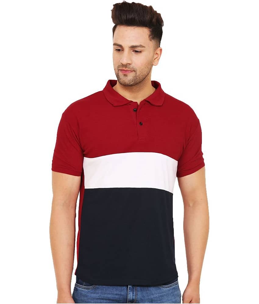 Leotude Pack of 1 Cotton Regular Fit Colorblock Half Sleeves Men's Polo T Shirt ( Multicolor )