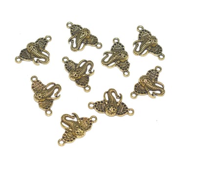 Antique Gold 2 Hole Connector for Jewellery Making and Embroidery Work. CTR-019-Per Packet of 10 Pair / 26X17 MM