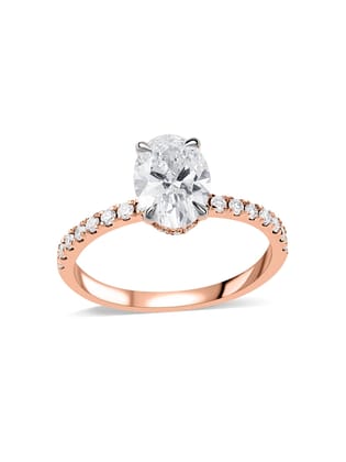 Ornate 1 Carat Oval Solitaire Ring-10 / 9K / Rose Gold