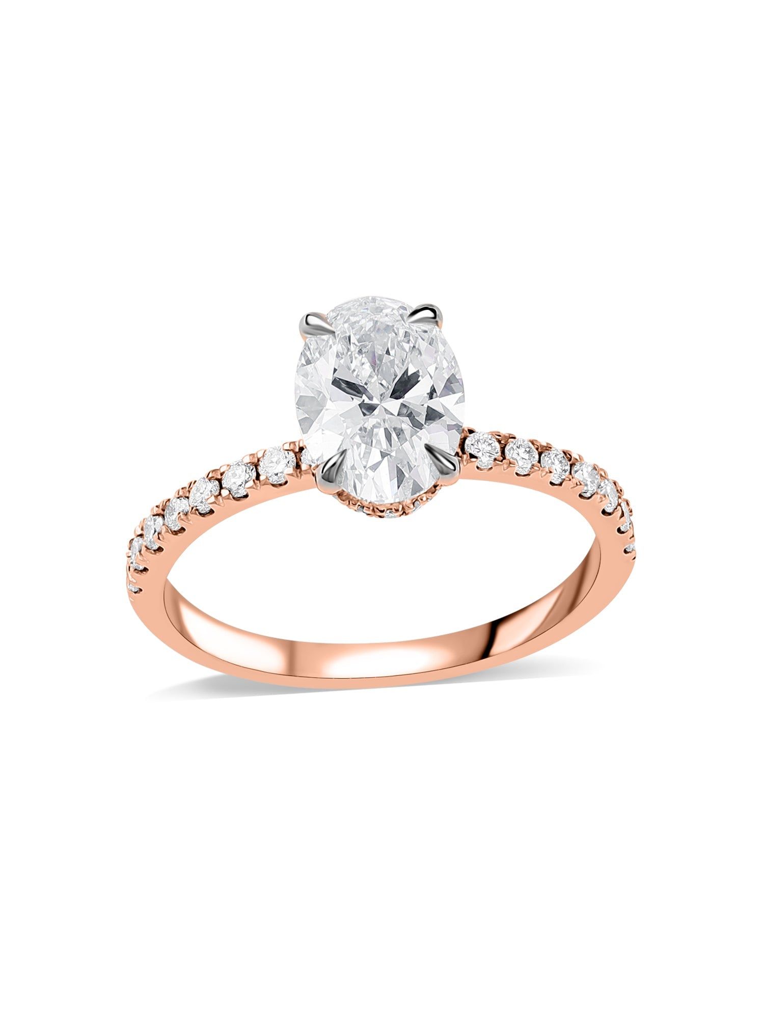 Ornate 1 Carat Oval Solitaire Ring-10 / 9K / Rose Gold
