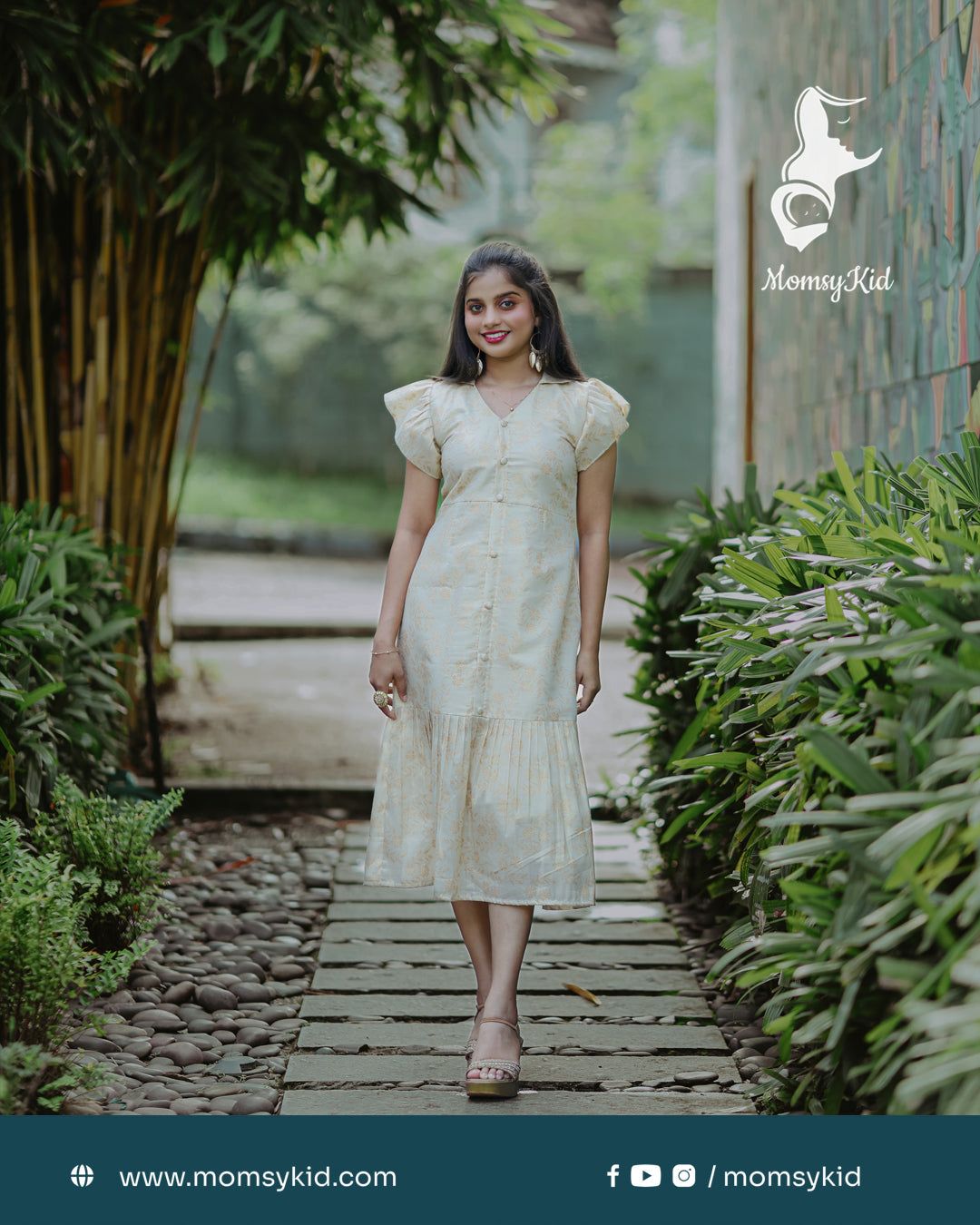 Golden Kasavu Floral Western Wear with Short Sleeves