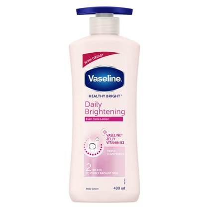Vaseline Healthy Bright Body Lotion, Daily Brightening Moisturizer With Sunscreen For Dry Skin, Gives Non-Greasy Glowing Skin - For Men & Women, 400 Ml
