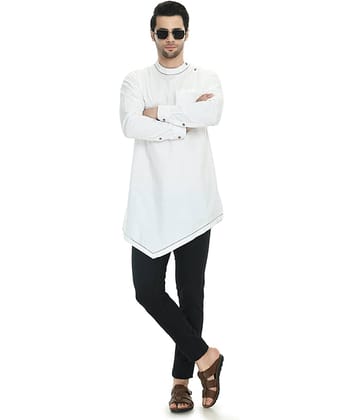 DESIGN TREND - White Cotton Men's Asymmetrical Kurta ( Pack of 1 )