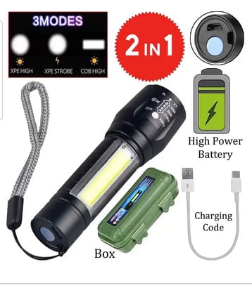 Stallion 500 Meter 4 Mode rechargeable battery zoomable Waterproof Torchlight LED Full Metal Body 10W Flashlight Torch Outdoor Search Light for home and camping hiking