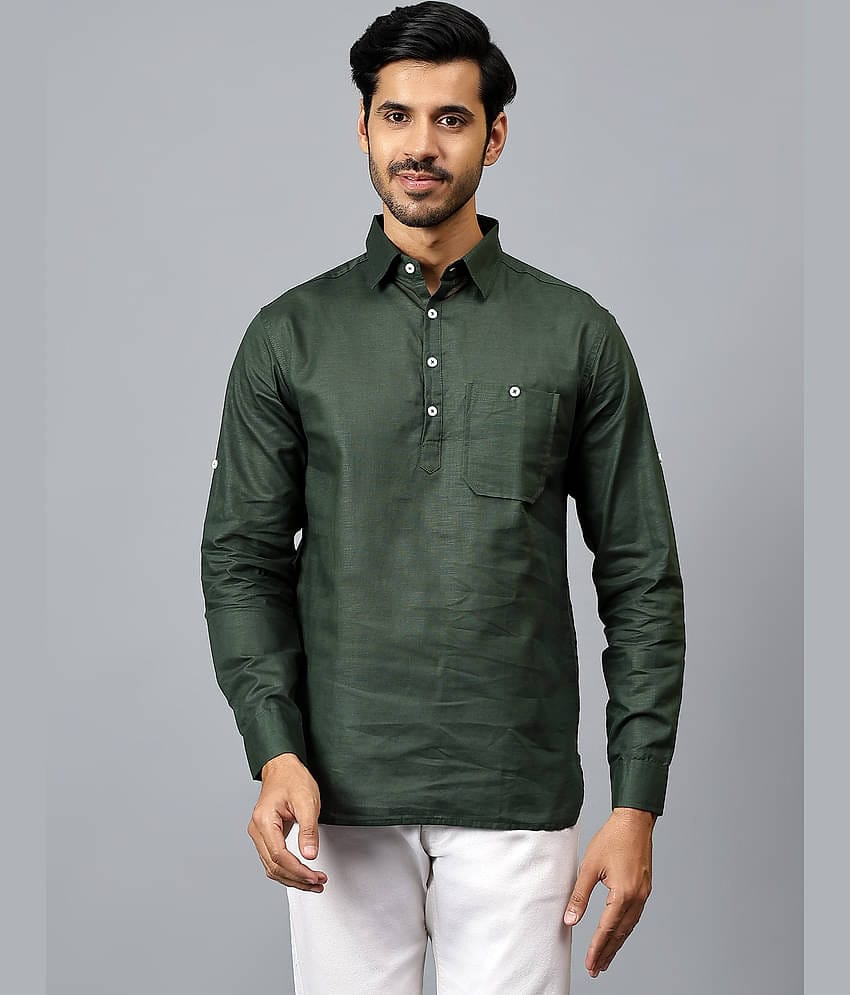 Yugnik Green Cotton Men's Regular Kurta ( Pack of 1 )