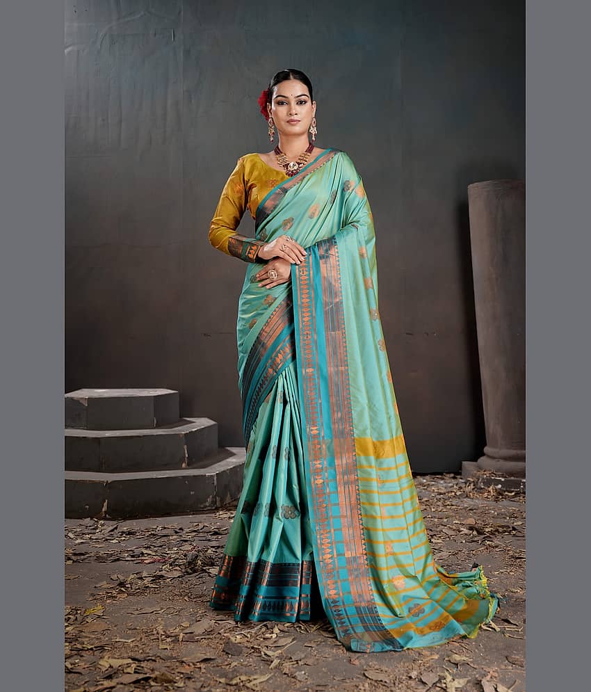 THE PRIVATE LABLE Brocade Self Design Banarasi saree With Unstitched Blouse Piece ( Mustard )