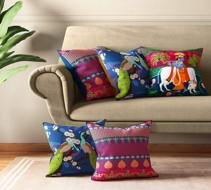 India Circus Krishna Baugh Cushion Cover Set Of 5