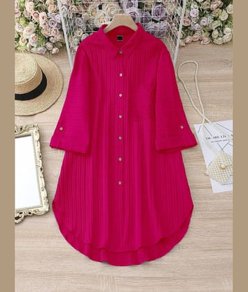 Sheetal associates Women Crepe Solid A-line Dress ( Pink )