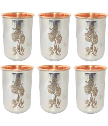 A & H ENTERPRISES - Copper Glasses Set 250 ml ( Pack of 6 )