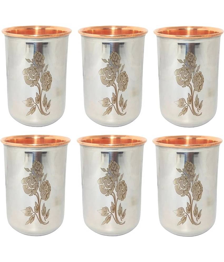 A & H ENTERPRISES - Copper Glasses Set 250 ml ( Pack of 6 )