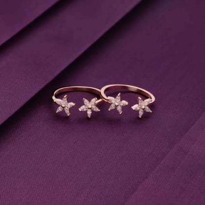 Classic Flora Silver Toe Ring-White Stone / Rose Gold