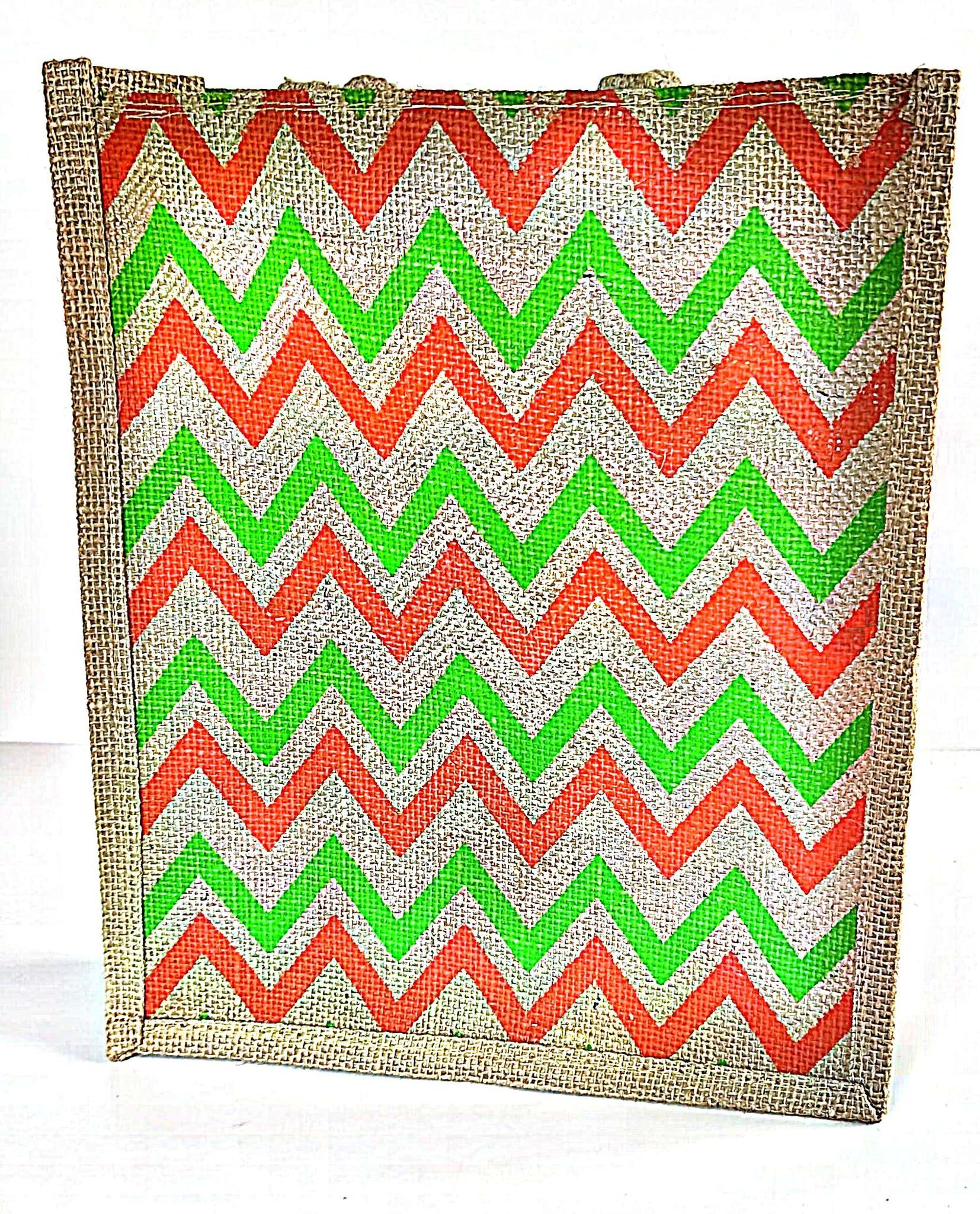 Zig Zag Jute Tote Bag