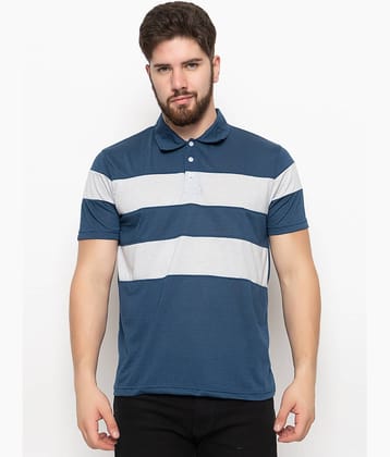 Emerald Pack of 1 Cotton Blend Regular Fit Colorblock Half Sleeves Men's Polo T Shirt ( Blue )