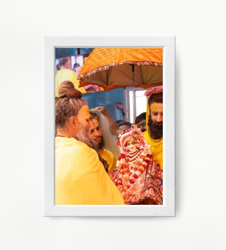 NOKKES Premanand Ji Maharaj White Religious Photo frame 5X7 Inch Photo Frame_WEW58