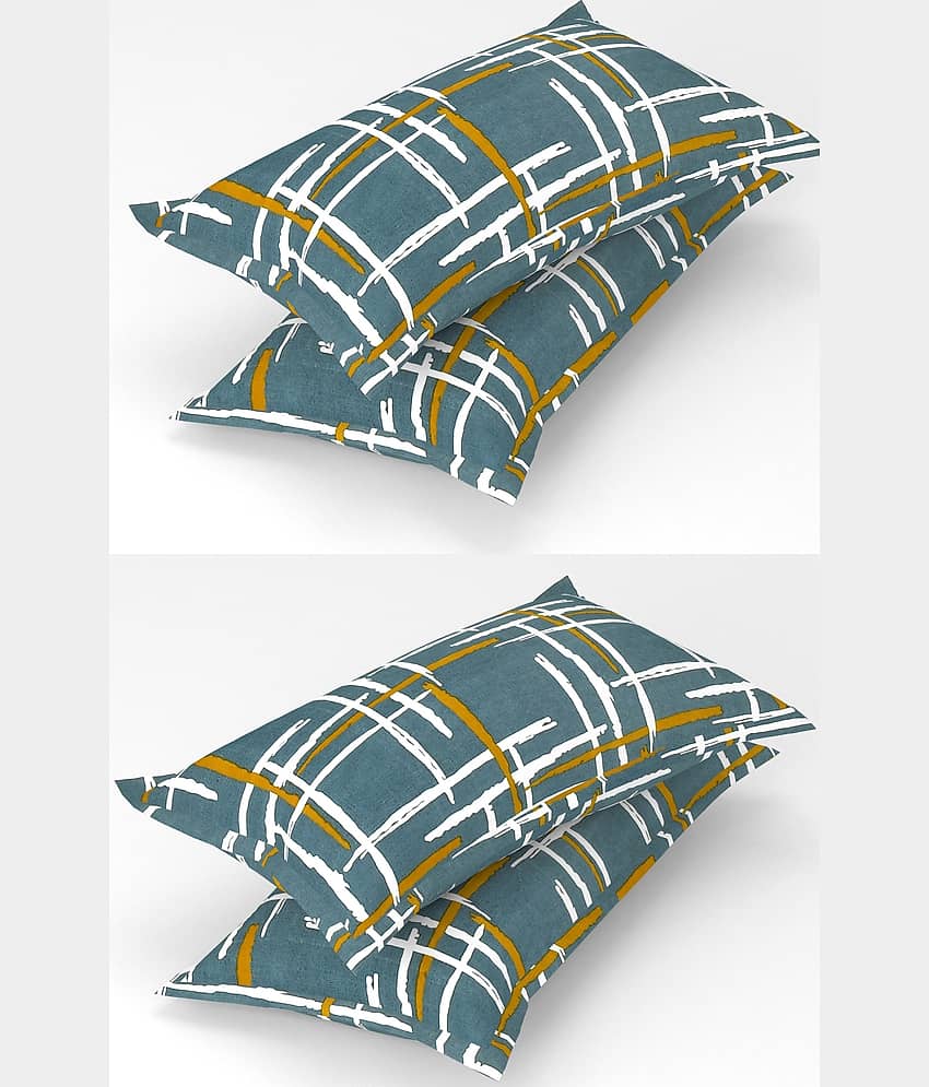 gharsaaz - Pack of 4 Poly Cotton Abstract Printed Standard Size Pillow Cover ( 68.58 cm(27) x 43.18 cm(17) ) - Multi-Colour