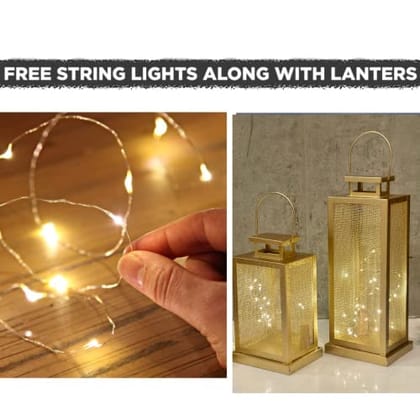 Set of 2 Iron Lantern and Candle Tealight Holder for Home Decor Items | Candles for Home Decoration | Candle