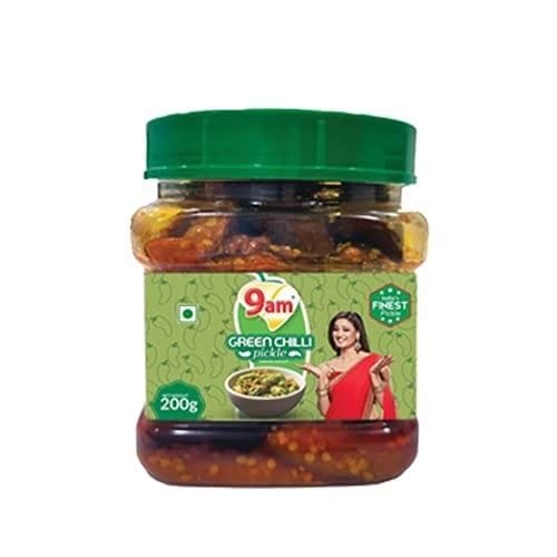 9am Green Chilli Pickle, 200 gm