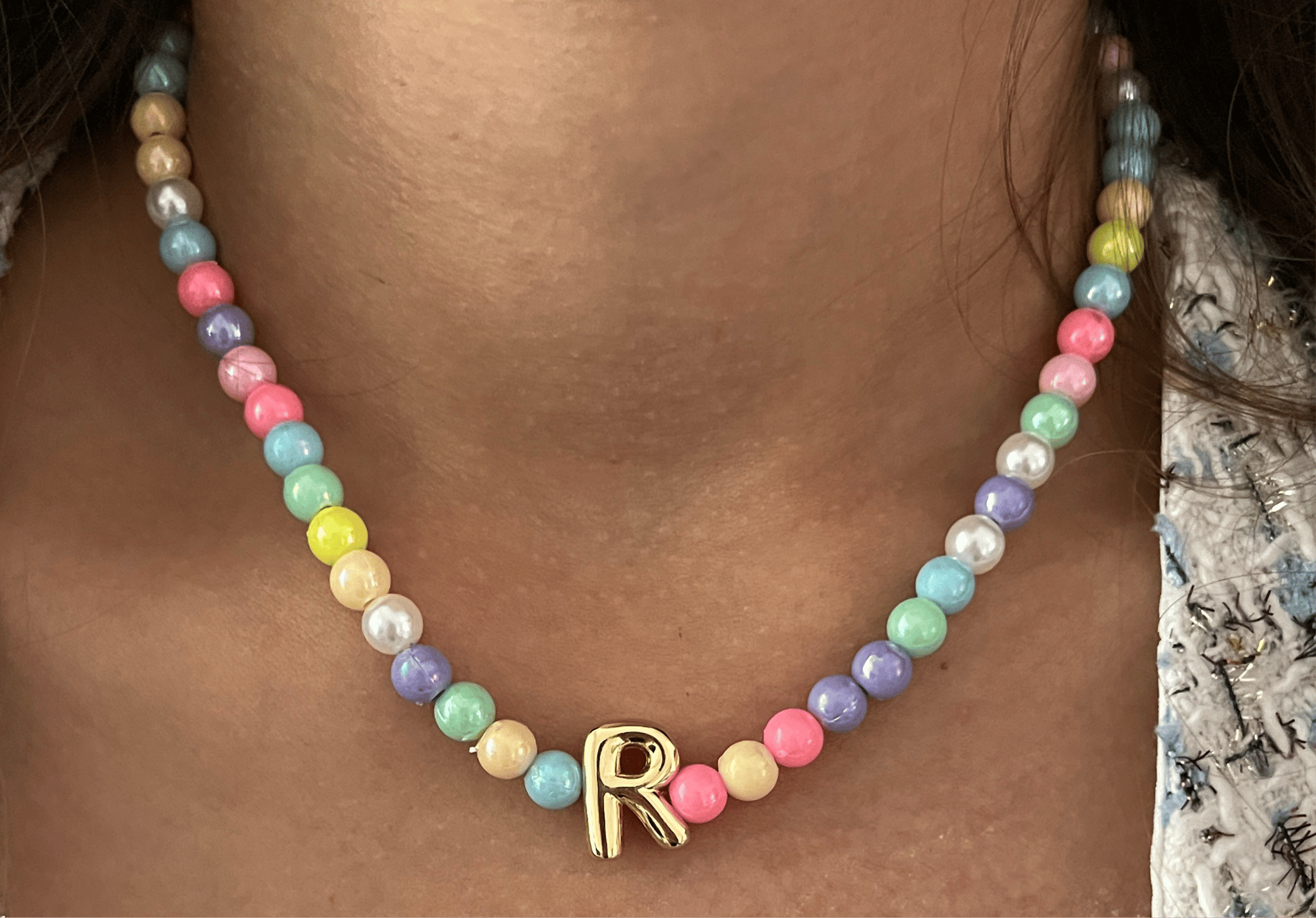 Colorful Necklace with Initial (Newly Launched)-12 Inches / A