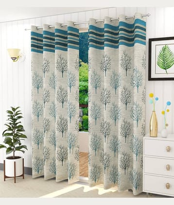 Kraftiq Homes Embroidered Blackout Eyelet Curtain 9 ft ( Pack of 2 ) - Blue