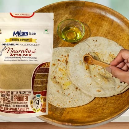 Millium Nauratani Atta Mix 9 Grain Sprouted Flour Nutrition Mix Healthy Multigrain Atta 200g Millium Nauratani Atta Mix 9 Grain Sprouted Flour Nutrition Mix Healthy Multigrain Atta 200g
