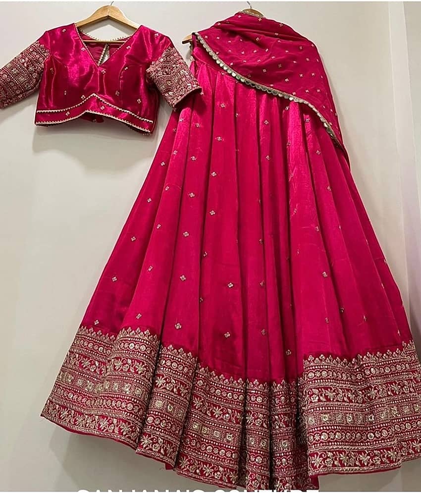 Trijal Fab Purple Chiffon Circular Semi Stitched Lehenga Single