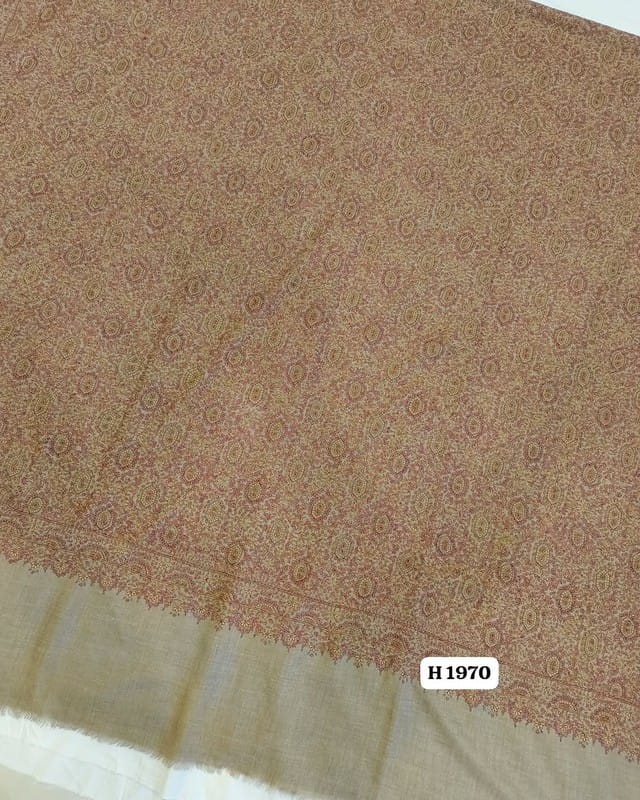 Pure Kashmiri Pashmina Sozni Jama Shawl – Handwoven Resham Thread Embroidery | Luxury Wool Wrap by Heritage Design Inc
