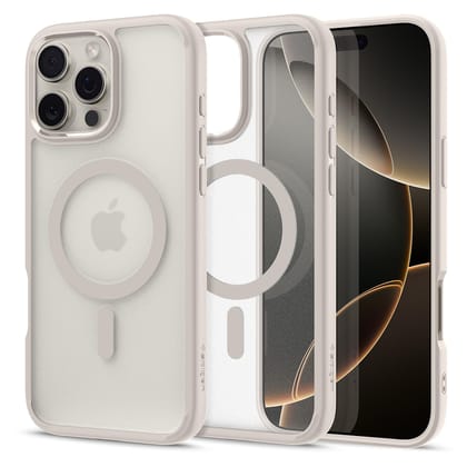 Spigen Ultra Hybrid MagFit Back Cover Case Compatible with iPhone 16 Pro (TPU + Poly Carbonate | Frost Natural Titanium) Spigen Ultra Hybrid MagFit Back Cover Case Compatible with iPhone 16 Pro (TPU + Poly Carbonate | Frost Natural Titanium) - Frost Natu